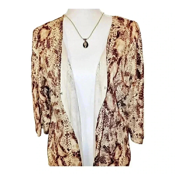 FIRST ISSUE/Liz Claiborne Co, Womans SNAKESKIN Print Cardigan LIGHTWEIGHT XL - Picture 4 of 8